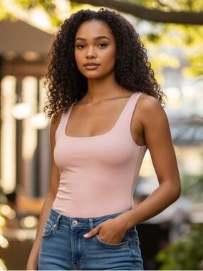 A New Day-Sleeveless Scoop Neck Bodysuit in Blush Pink 🌺NWOT🌺 Medium